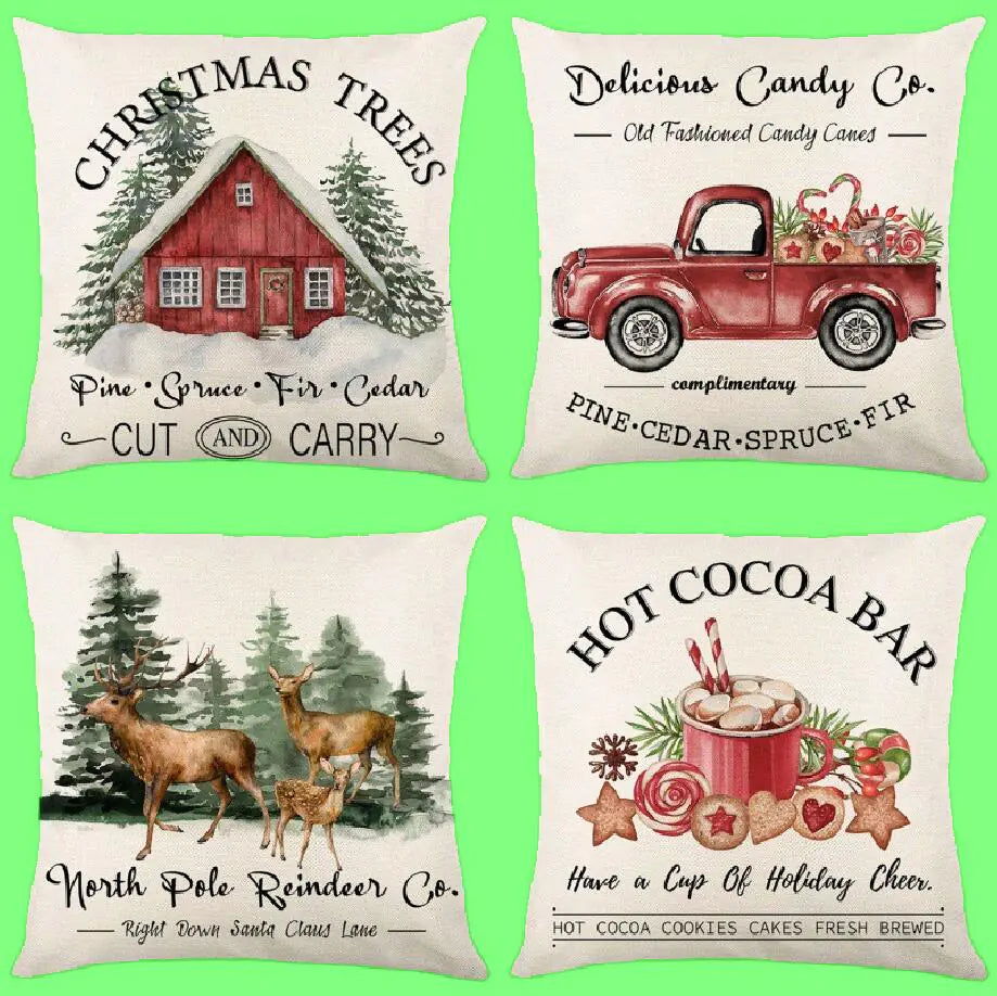 Christmas Tree Elk Print Pillow £6.50